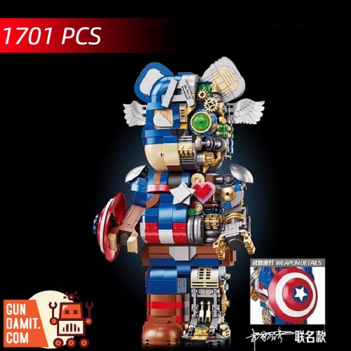 [Coming Soon] Wangao Block Model 188009 Captain America Mechanical Bear Half Clear Version