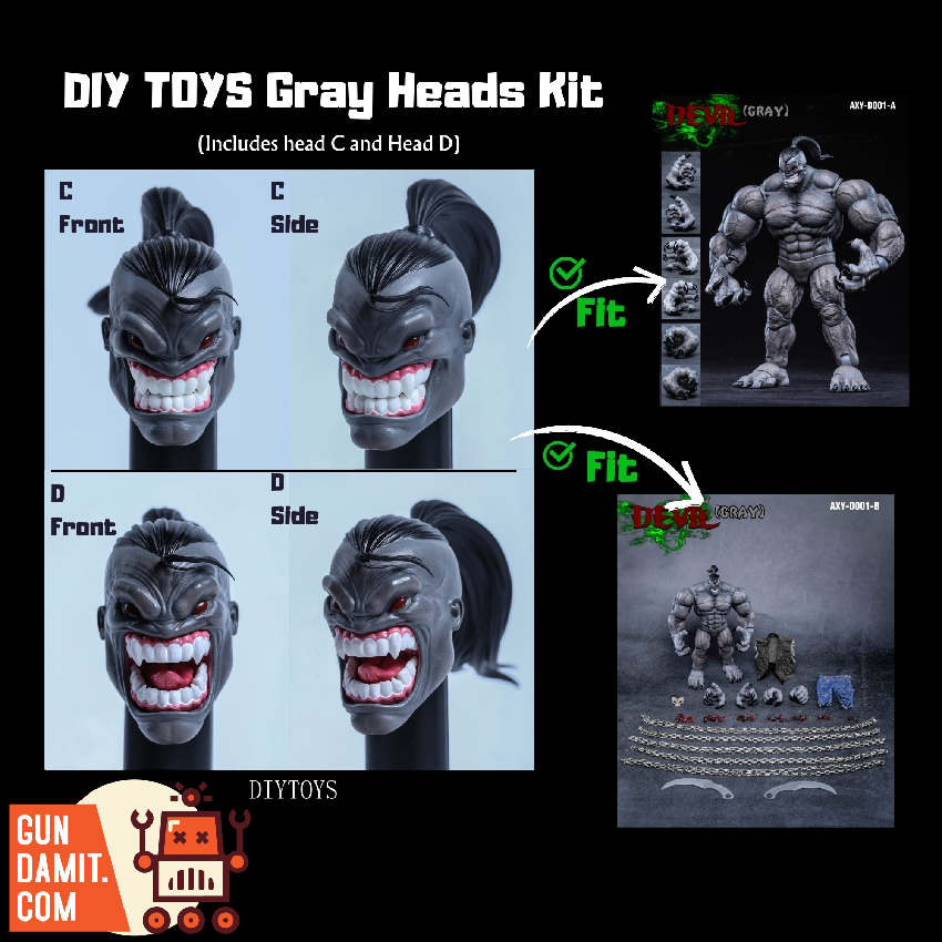 [Pre-Order] DIY Toys Gray Heads Kits For Axytoys The Devil